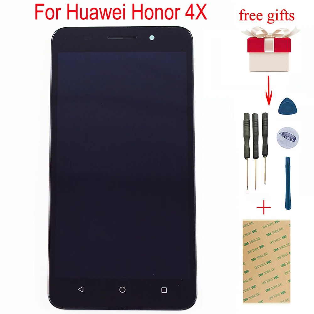 Цена Для huawei Honor 4X Che1 L04 Che2 L11 Che2 L12 Che2 L23 CHE2 UL00 ЖК дисплей Дисплей Панель Сенсорный экран планшета Сенсор сборка Рамка