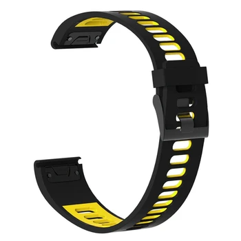 

22mm Watchband for Garmin Fenix5/5Plus Forerunner935 Fenix 6 Watch Quick Release Silicone Easy Fit Wrist Band Strap Black+Yellow