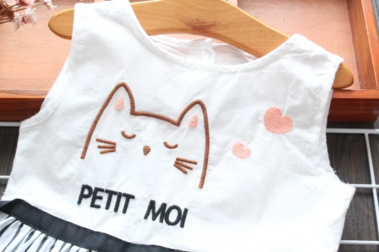 Sodawn/платье для девочек; летнее платье без рукавов с милым принтом кота и буквами; детская одежда для девочек; Детские платья; одежда для маленьких девочек