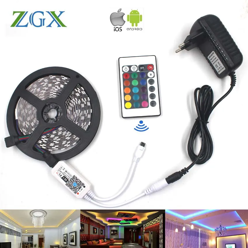 ZGX WIFI Светодиодная лента 5050 RGB 2835 светильник лампа беспроводной контроллер Лента