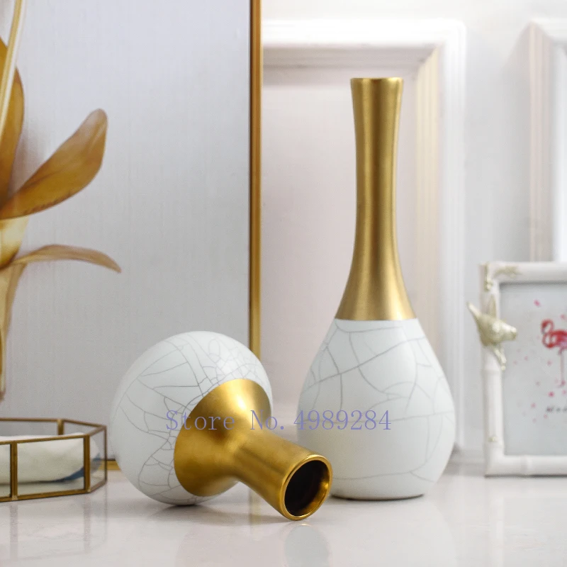 

Nordic Ceramic vase Gold vase Modern home living room Flower arrangement accessories desktop Crafts Decorative ornaments