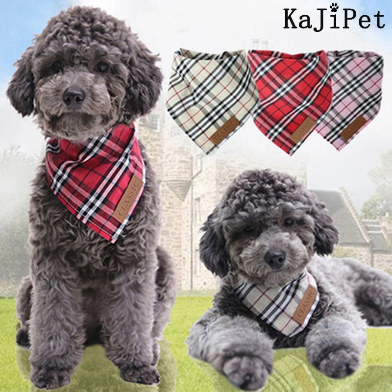 

Classic Dog Bandanas Small Medium Large Pet Scarf Cotton Plaid Pet Bandana For Dog Cat Washable Dog Scarf Large Dogs Accessories