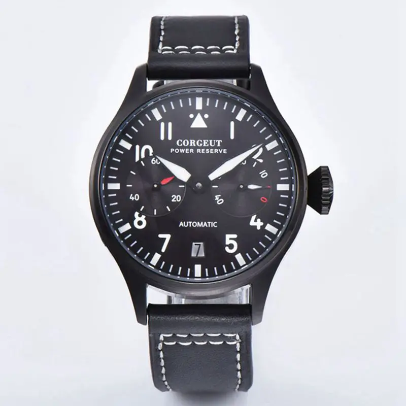 black black dial Corgeut 42 мм автоматические механические часы спортивные мужские часы запас хода светящиеся водонепроницаемые мужские наручные часы с датой мужские часы - Цвет: black black dial