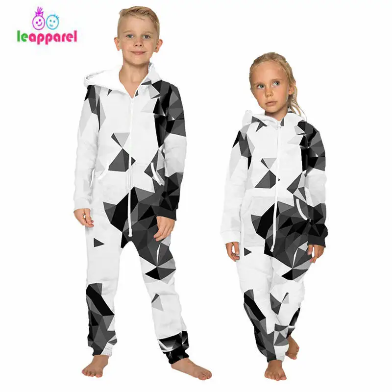 LEAPPAREL/детский осенне-зимний комбинезон на молнии с 3D красочным принтом; детская одежда; костюм для девочек - Цвет: TJ10017