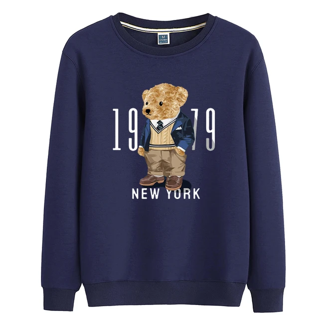 Creative Fashion Gentleman Teddy Bear Sweatshirt Autumn/Winter Thickening Plus-size Men and Women Hoodies Lovers Hoodie S-4XL as photo