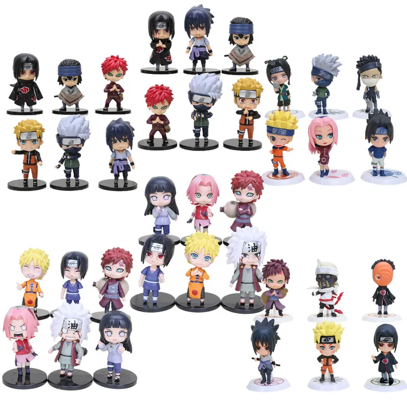 

6pcs/lot Anime Naruto Figure Toy Sasuke Kakashi Sakura Gaara Itachi Obito Madara Killer Bee Mini Model Doll for Children Gifts