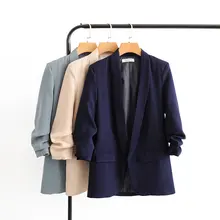 ^#Cheap Autumn women's jacket casual ladies blazer 2019 new temperament solid color long-sleeved long small suit female Fashion women ^#Cheap Autumn women's jacket casual ladies blazer 2019 new temperament solid color long-sleeved long small suit female Fashion women