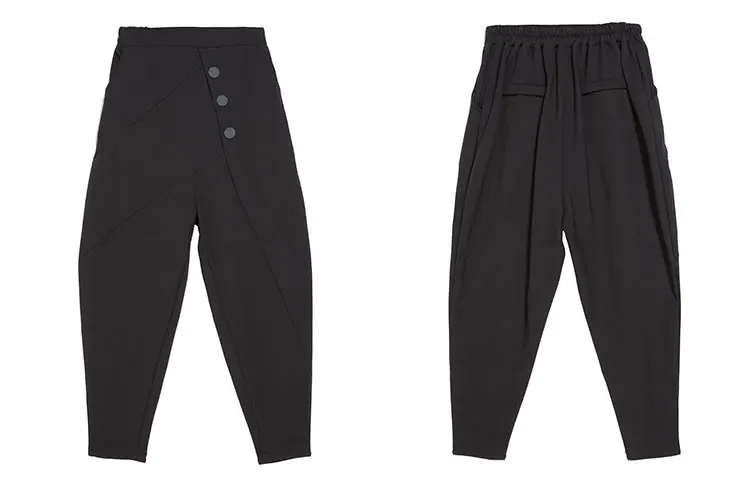 XITAO Досуг тонкая на кнопках черные шаровары женские Высокая талия свободные плюс размер брюки женские модные индивидуальность брюки WQR1413