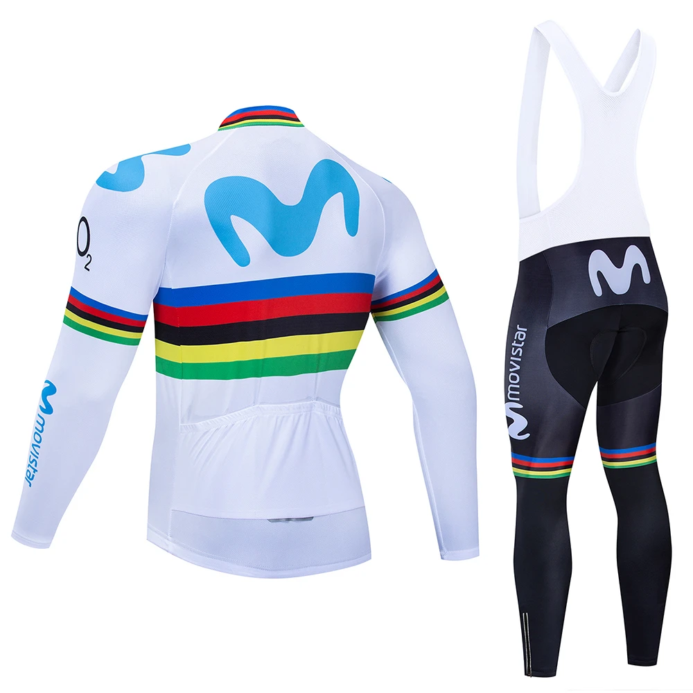 Movistar Pro Team зимний теплый флисовый длинный комплект одежды для мужчин, Велоспорт Джерси, нагрудник, велосипед, Ropa Ciclismo, велосипедная одежда