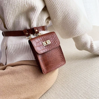 

Fashion Alligator Women Crossbody Bag Leather Belt Waist Packs Chic Style Mini Shoulder Bag Vintage Pattern Small Handbag