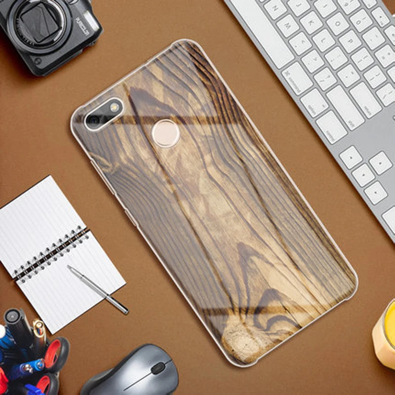 Wood Solid Timber pattern Tempered Glass Phone Case For Huawei Enjoy 7 Black Marble Pattern Enjoy7 Protective Cases HuaweiEnjoy7