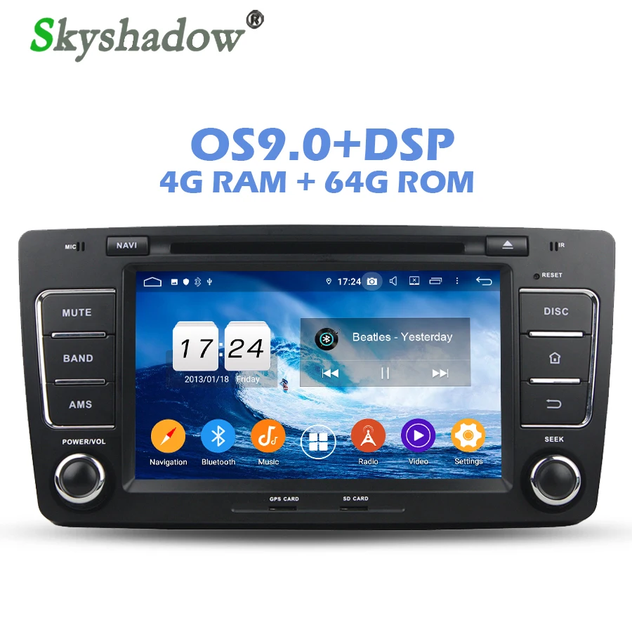 Flash Deal IPS DSP Android 9.0 4GB RAM 64GB ROM 8 CORE Car DVD Player Wifi Bluetooth 4.2 RDS RADIO GPS Map For VW skoda OCTAVIA 2009 - 2013 0