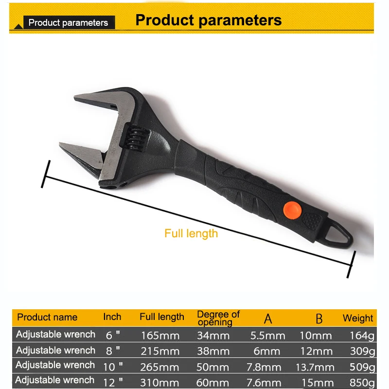 UNeefull открывающийся регулируемый гаечный ключ 6-12 дюймов, гаечный ключ для техобслуживания, ремонт кондиционера динамометрический ключ Mutil ручной инструмент