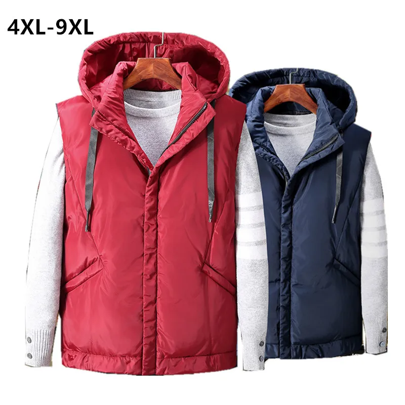 Мужской жилет зимняя теплая Толстая куртка без рукавов 5XL 6XL 7XL 8XL 9XL мужской