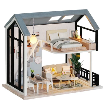 

CUTEBEE DIY Doll House Wooden Doll Houses Miniature Dollhouse Furniture Kit with LED Toys for children Christmas Gift QL02