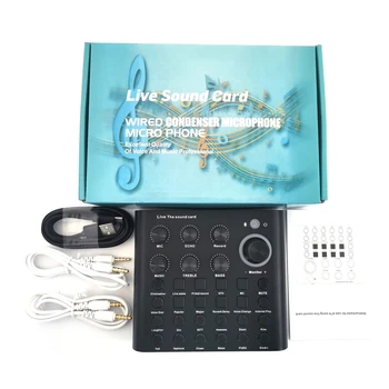 

Bluetooth Sound Mixer Board for Live Streaming Voice Changer Sound Card for Music Recording Karaoke Singing Broadcast