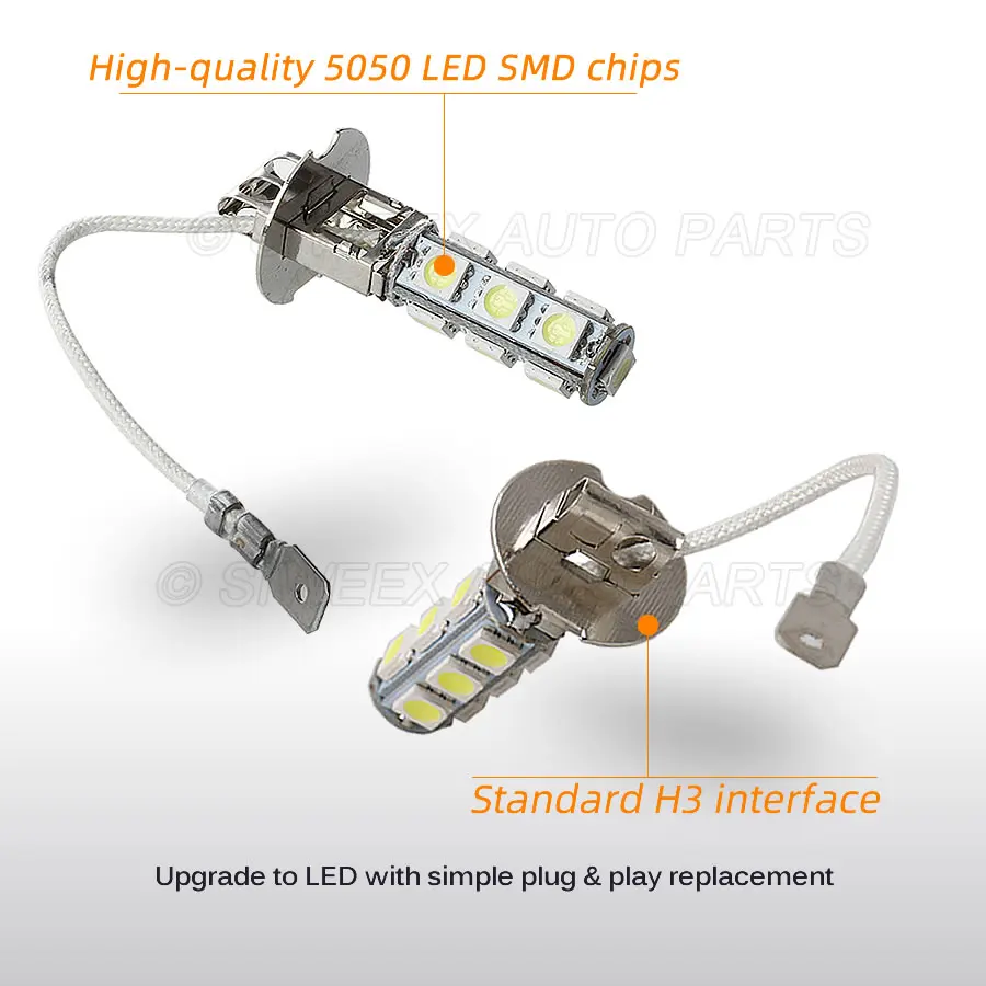 2 Pcs Auto Fog Lamps H3 PK22S 13 5050 SMD DRL Driving LED Bulbs White DC 12V Car Daytime Running Lights Automobiles Accessories led bulb led fog light fog and headlight bulbs