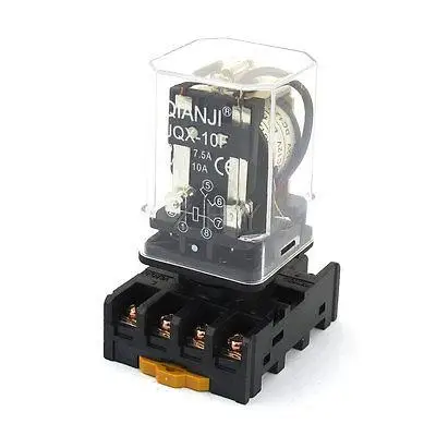 

JQX-10F DC 12V Coil Electromagnetic Relay 8 Connnecting DPDT w Socket Base