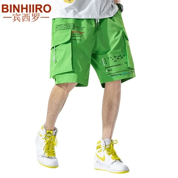

Men's Solid Color Cargo Pants Summer Streetwear Sports Letter Printing Joggres Pants Breathable Loose Straight Casual Shorts Men