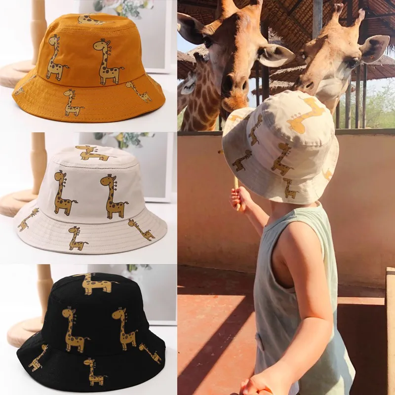 Spring Baby Hat Cartoon Boys Girls Cap Toddler Cartoon Animal Print Bucket Hats Caps Reversible Sun Headwear