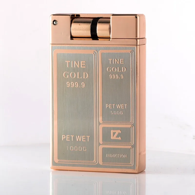 

Gold Bar Red Flame Creative Windproof Electronic Induction Inflatable Windproof Cigar Cigarette Alloy Metal Cigarette Lighter