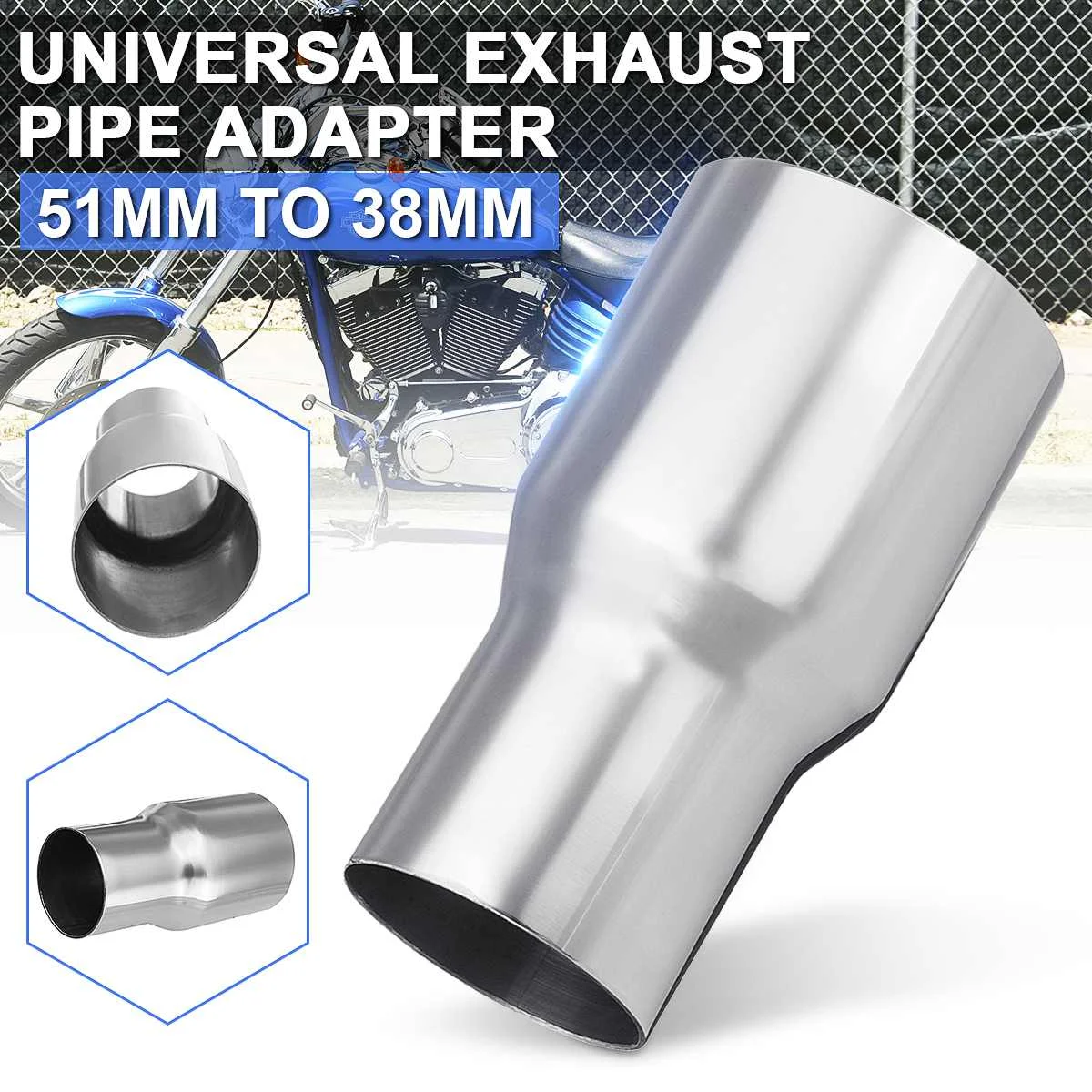 1.875" to 1.5" Stainless Steel Flared Exhaust Reducer Connector Pipe Tube 