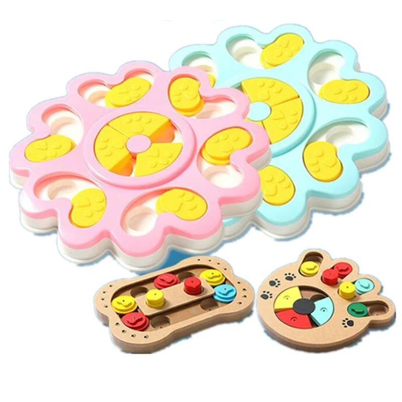 

Pet Puzzle Toy Slow Feeding Bowl Safe Wood Interactive Dog Toys Food Feed Training Playing Pet Supplies Flower Paw Shape