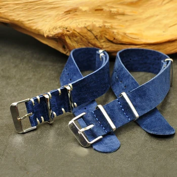 

Onthelevel 20mm 22mm Nato Strap Zulu Watch Strap 18mm 24mm blue Soft Suede leather Watchband Stainless Steel Buckle #D