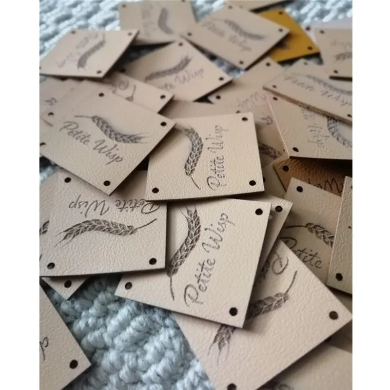 

30pcs Leather logo tags for clothes Sewing Personalized handmade labels for knitting crochet Square engraved garment hats label