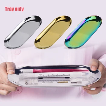 

3 Colors Metal Storage Tray Luxurious Oval Plate Decorative Fruit Dessert Plate Jewelry Tray