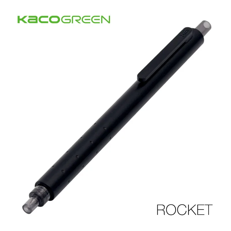 KACO GREEN ROCKET Simple White Black Pen Body Gel Pens 0.5mm Clip Fast Dry Sign Pen Gel-ink Stationery Black Ink pen 1PCS