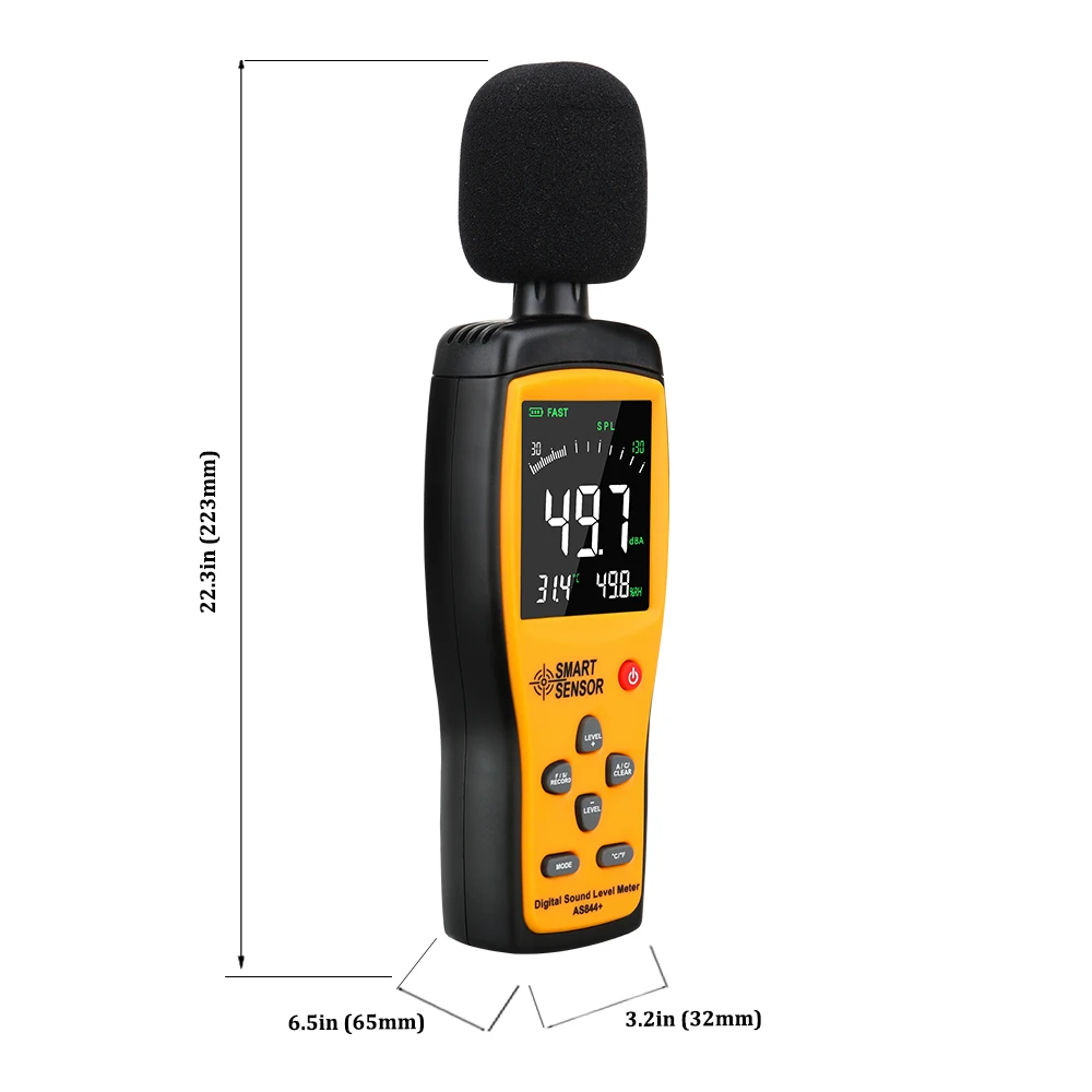Цифровой ЖК-дисплей, измеритель уровня шума, аудио/объем, измерительный прибор, 30-130дб децибел, тестер, измеритель уровня звука AS844