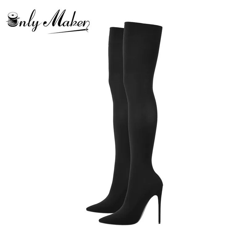 Details about   Womens Luxury Stain Stretch Sock Boots Pointed High Heel Pull On Stilettos lf00