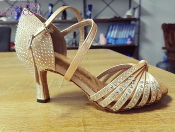

Fashionable Salsa Jazz Ballroom Latin Dance Shoes For Dancing Women Social Dancers Pole Latino Summer Sandal Rhinstone Customize