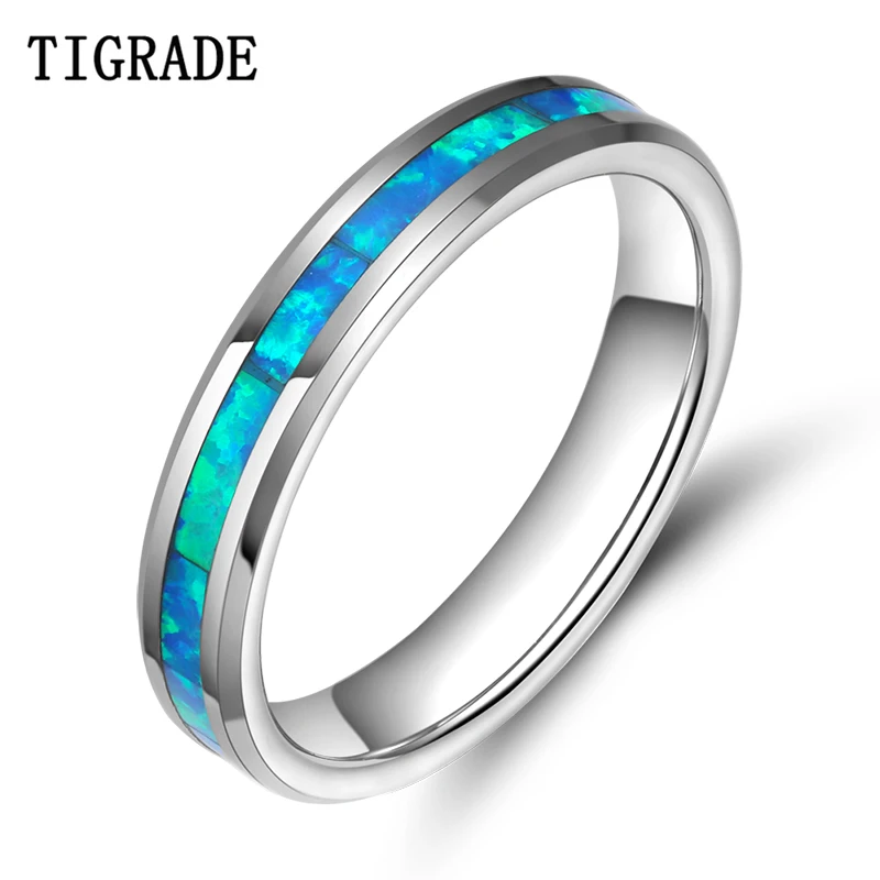 Женское кольцо Tigrade Blue Opals ювелирное изделие вольфрамовое высшего качества