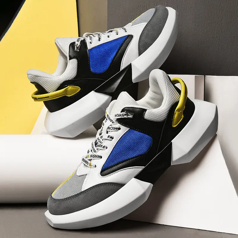Стиль дышащая обувь из сетчатого материала; zapatillas hombre Deportiva; сезон весна-осень мужские кроссовки 9908 мужской уличный спортивный зал Акула обувь для бега - Цвет: Синий