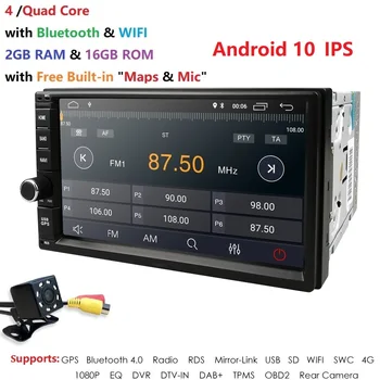 

2G RAM Android 10 Auto Radio Quad Core 7Inch 2DIN Universal Car NO DVD player GPS Stereo Audio Head unit Support DAB DVR OBD BT