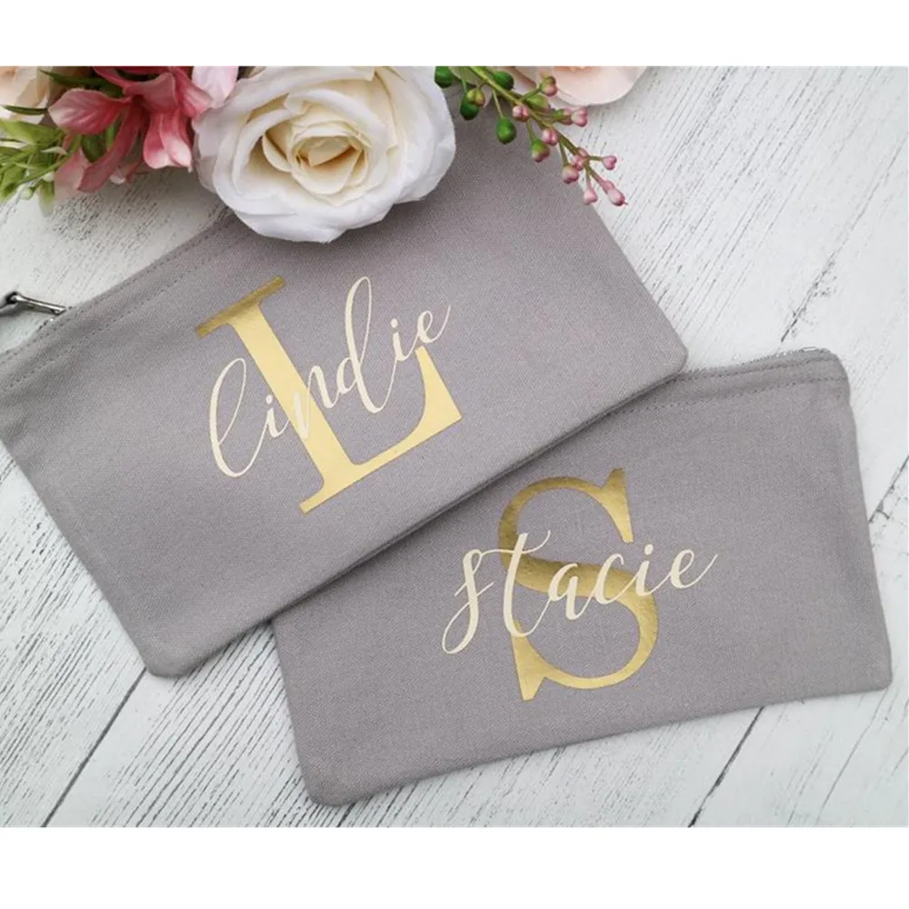 

Bride squad makeup Bag foil gold Toiletry Bags customize bridesmaid Make Up Bags bachelorette Cosmetic bag wedding proposal gift