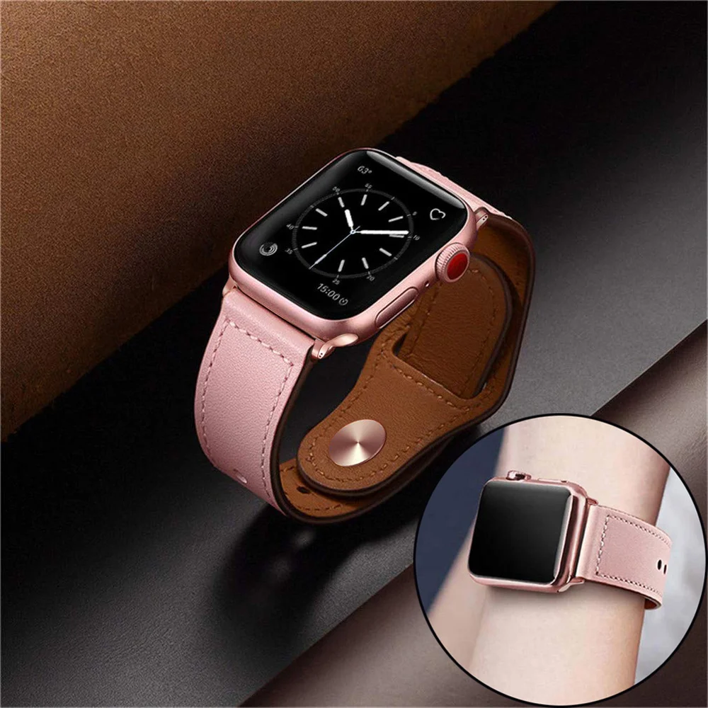 Новый кожаный ремешок для Apple Watch 42 мм 38 браслет из натуральной кожи 44 40 серия 5 4 3 2