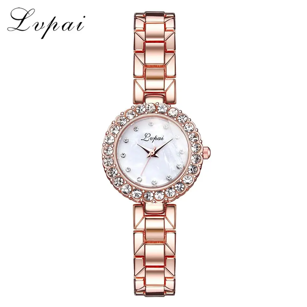 Rose White Бренд Lvpai, роскошный браслет, часы, набор для женщин, модный геометрический браслет, кварцевые часы, женские наручные часы Zegarek Damski - Цвет: Rose White
