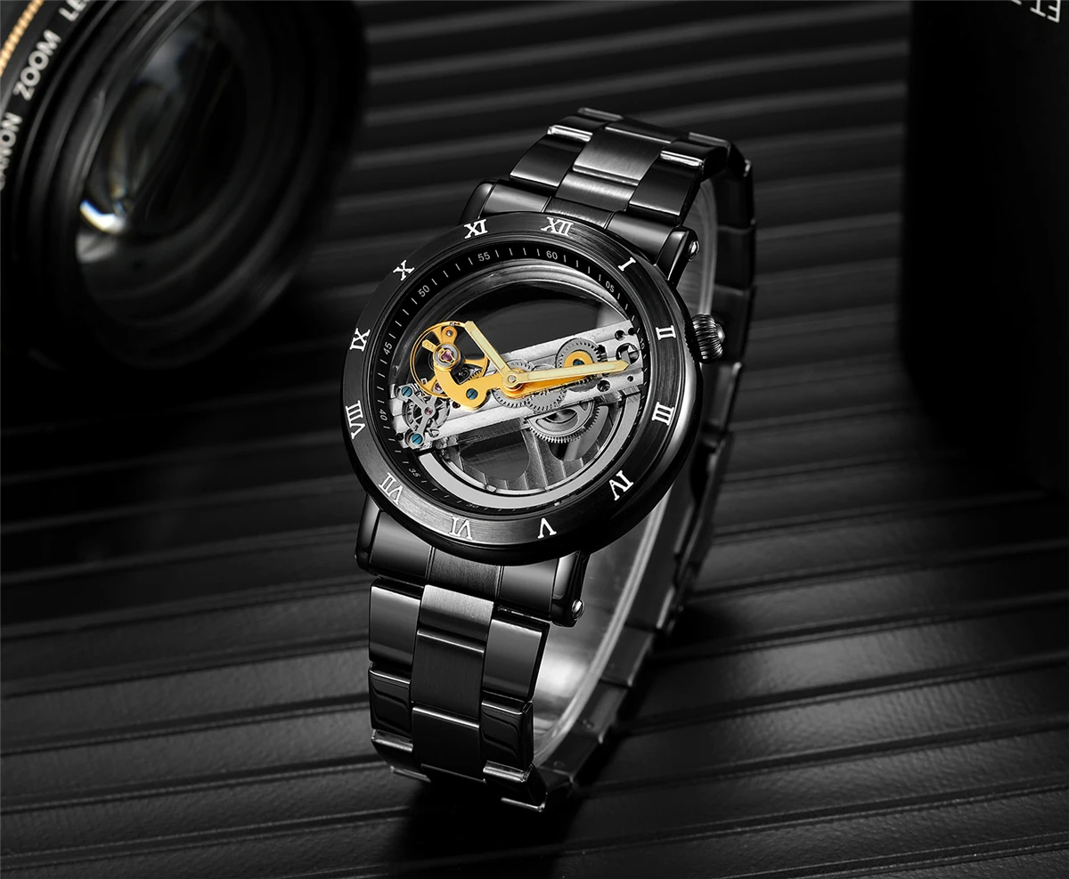 FORSINING men's mechanical watch men Luxury Skeleton Automatic Watch Self-Wind clock sport wrist watch Business Wristwatch