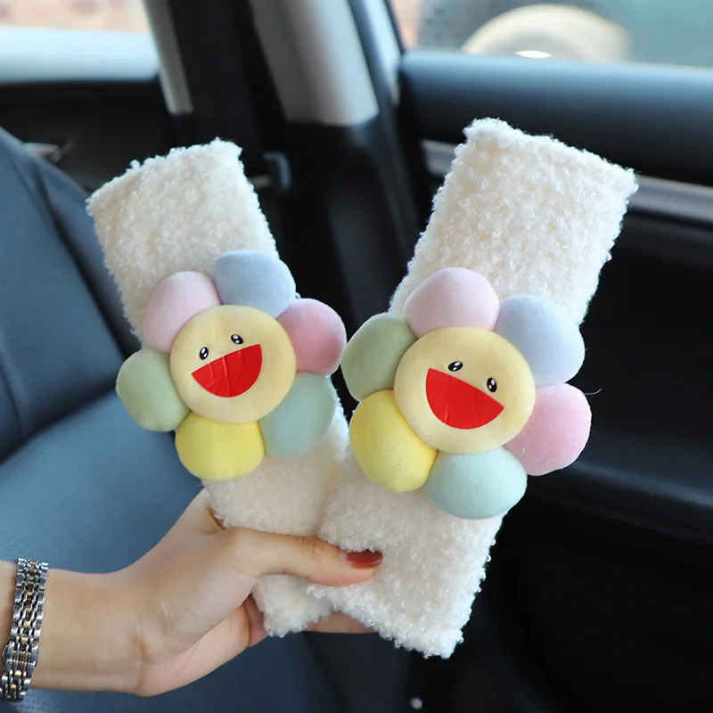 Faccina Sorridente Sun Flower Copertura Della Cintura Di Sicurezza Dell'Auto Tracolla Imbracatura Cuscino Morbido Peluche Auto Cintura Di Sicurezza Pr