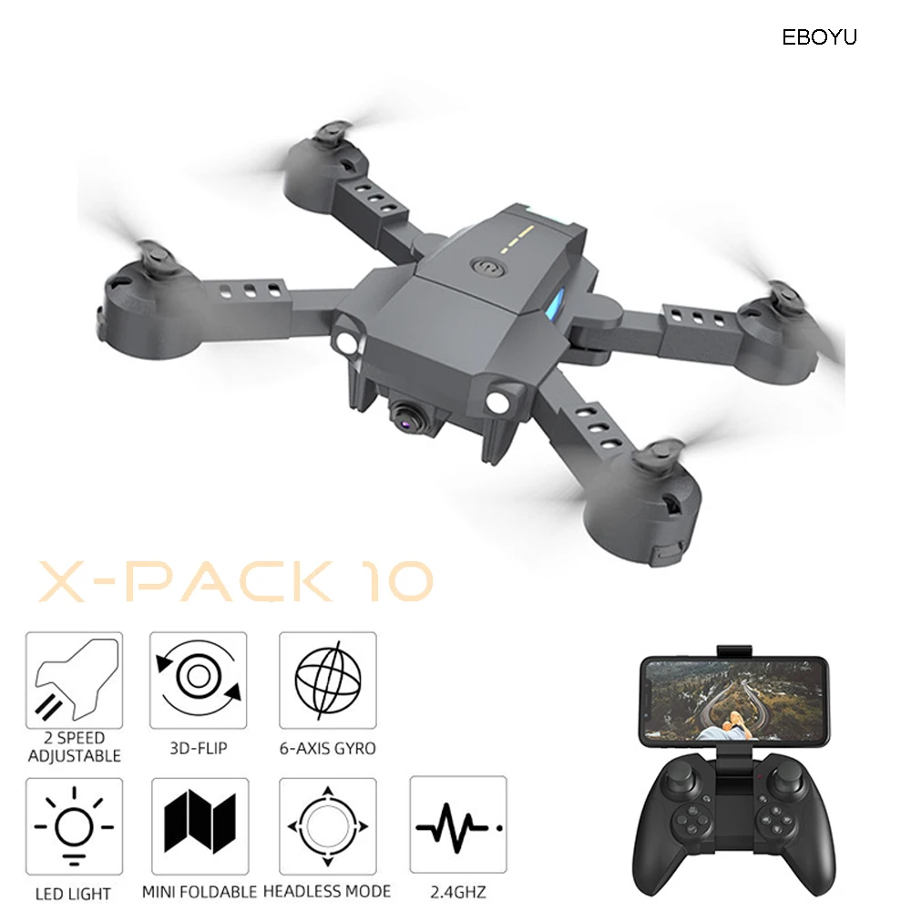 EBOYU X-Pack 10 мини Радиоуправляемый Дрон 2,4 ГГц 4CH wifi FPV 720P камера складной RC Квадрокоптер один ключ взлет и земля высота удержания RTF