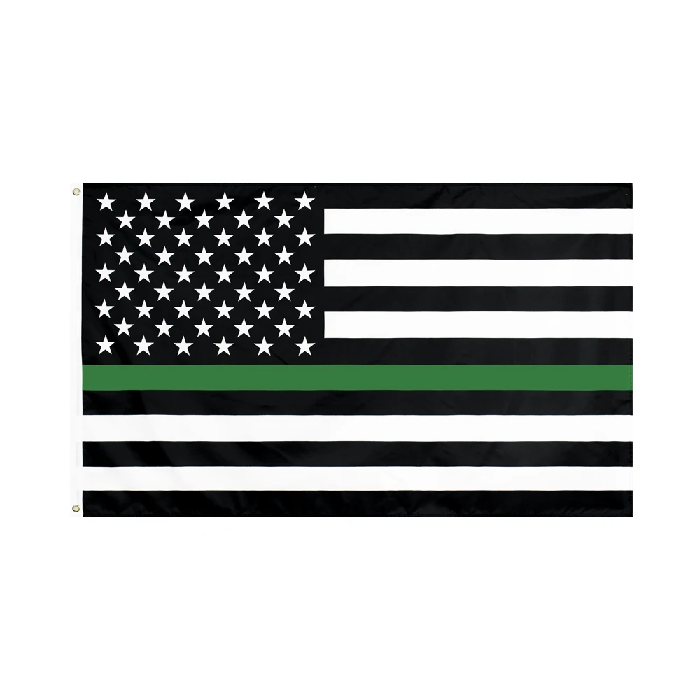 Jemony 90*150CM polyester united states of american Embroidery Thin Green Line flag | Дом и сад