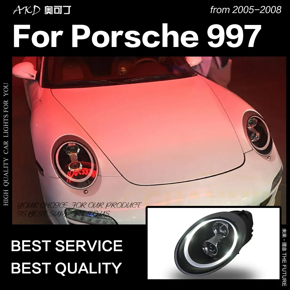 AKD автомобильный Стайлинг для Porsche 997 фары 2005-2008 911 светодиодный фары DRL дальнего ближнего света ксеноновые фары аксессуары