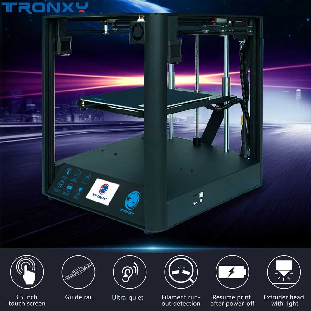 Tronxy D01 3d принтер промышленный линейный направляющий сердечник XY Titan экструдер бесшумный дизайн высокоточная печать Высокое качество