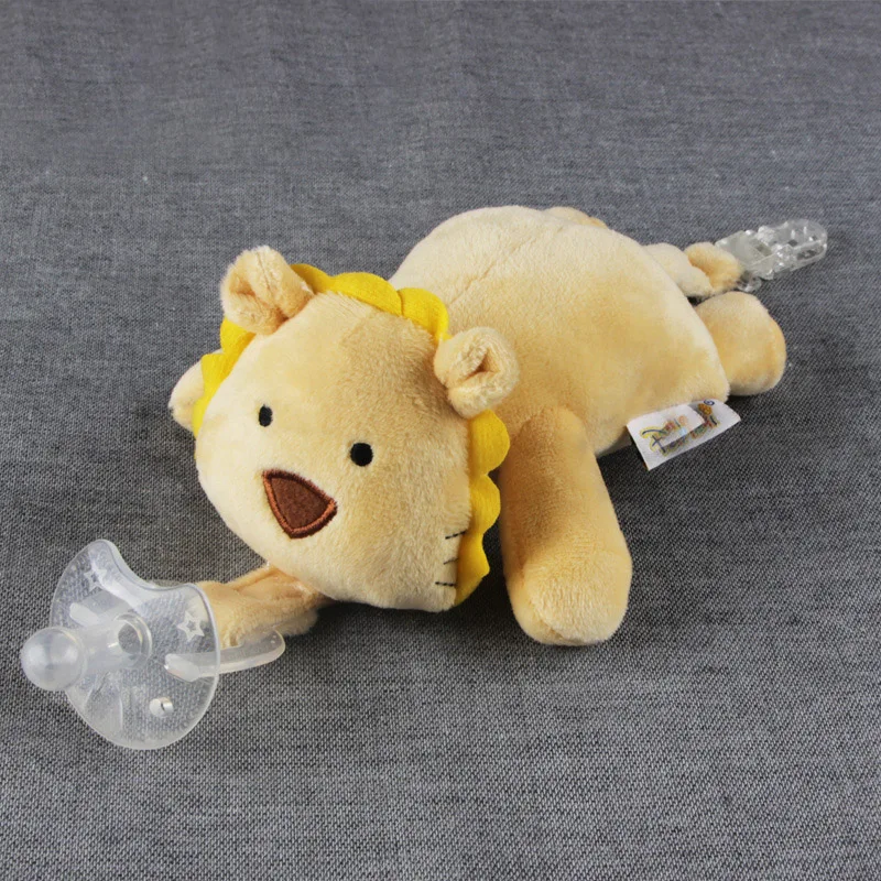 1 шт. милый ребенок мультфильм пустышка соска, зажимы для цепи новорожденных плюшевые игрушки животных малыша соска держатель для сосок(не включает соска - Цвет: Lion