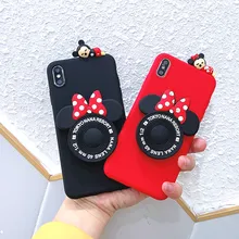 Cute Minnie doll phone case for iPhone 6s 7 8 Plus 11Pro Max XS XR cartoon fun camera holder silicone case