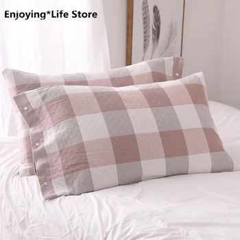 

Pure Cotton Gauze Pillowcase Pair of Cotton Home Plaid Pillowcase Washable Cotton Pillowcase