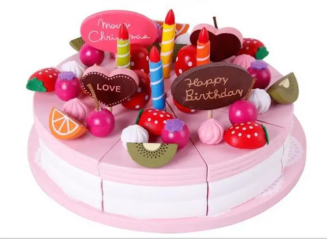 

Simulation fruit cake,exempt postage wooden toys,Christmas fruit birthday cake pretend play with toys,Gifts for children